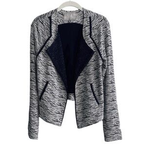 NEW Tart Collections Textured Blazer Jacket Jersey Knit Navy Blue White Size S